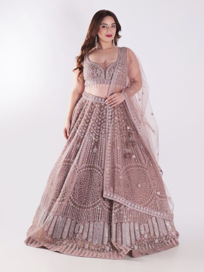 Intricately Embroidered With Silver Sequins Elegant Look Designer Lehenga Set