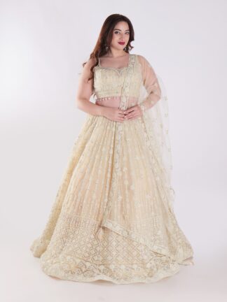 Cream Colored Intricately Embroidered Designer Lehenga Choli Set