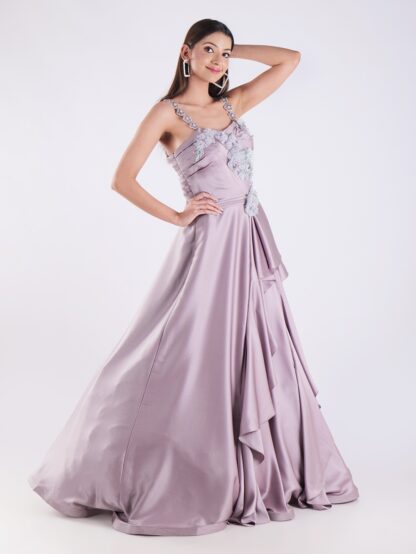 Step Into The Spotlight With Our Exquisitely Crafted Lavender Embellished Gown Feel Like Royalty At Any Special Occasion
