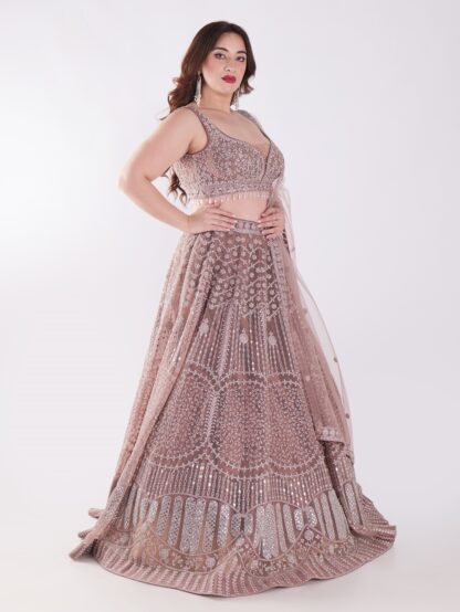 Intricately Embroidered With Silver Sequins Elegant Look Designer Lehenga Set