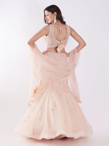 Peach Colored Cocktail Fish Cut Style Lehenga Set