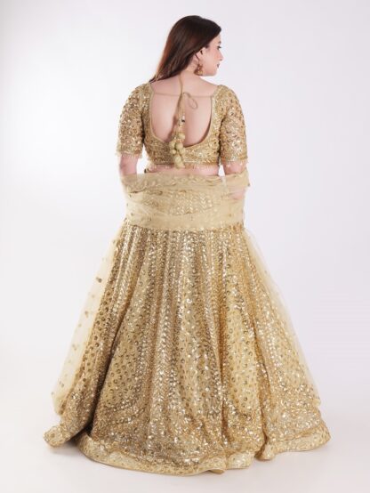 Shine Bright In Stunning Gold Sequin Exquisite Bridal Lehenga Set
