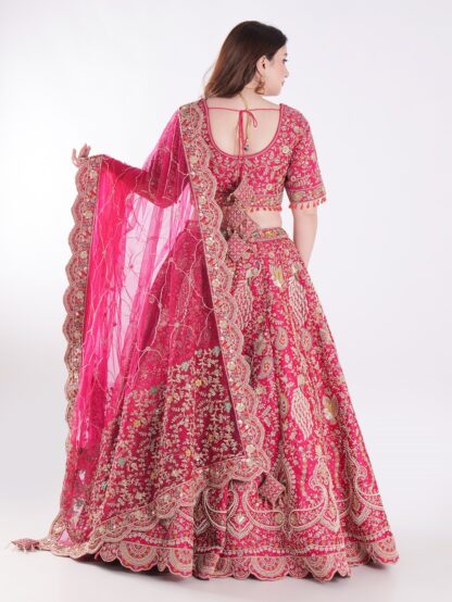 Delicate Floral Patterns And Shimmering Sequins With Hand Embroidery Red Bridal Lehenga Set