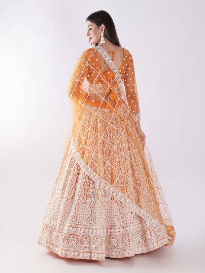 Beautiful Orange And White Designer Lehenga Choli Set