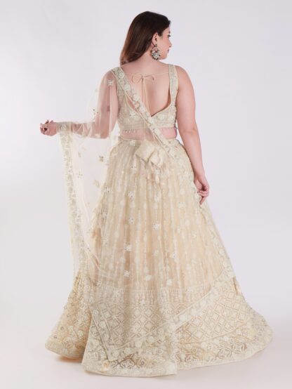 Cream Colored Intricately Embroidered Designer Lehenga Choli Set