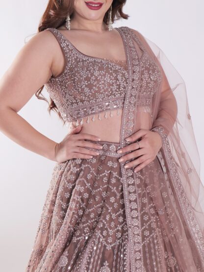 Intricately Embroidered With Silver Sequins Elegant Look Designer Lehenga Set