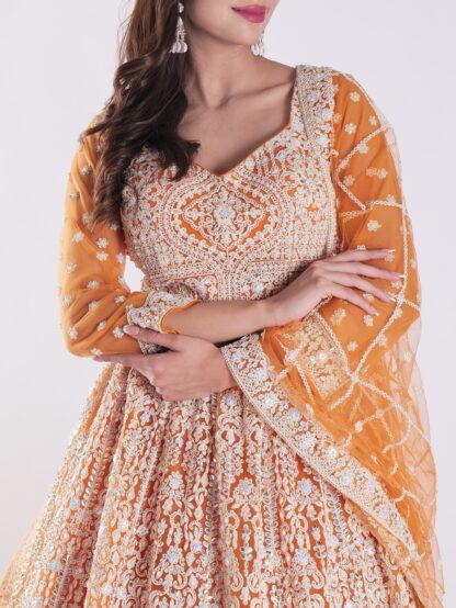 Beautiful Orange And White Designer Lehenga Choli Set