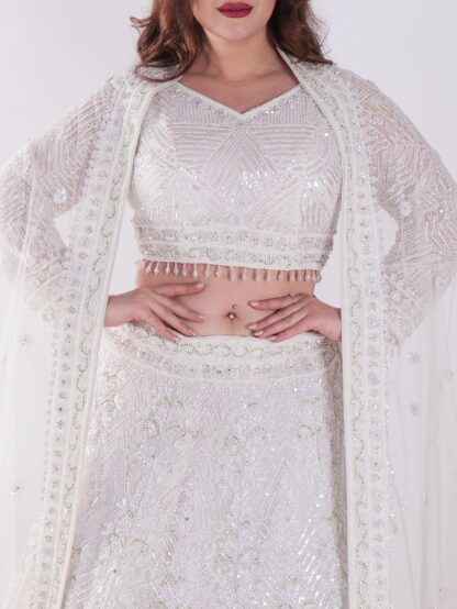 Flowing A-Line Silhouette Adorned With Intricate Beading And Embellishments Luxury Engagement Lehenga Set