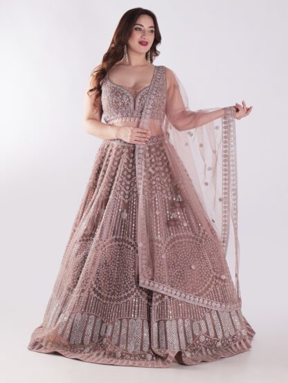 Intricately Embroidered With Silver Sequins Elegant Look Designer Lehenga Set